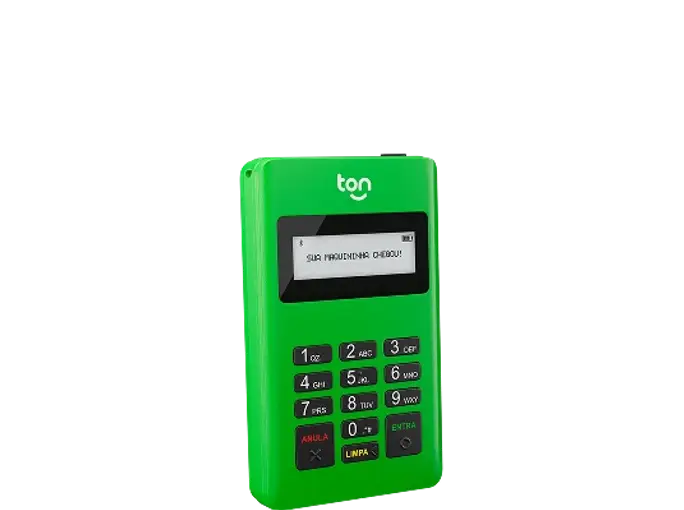 Maquininha Ton T1 compacta que conecta ao celular